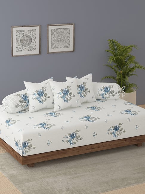 Swayam Ananda Grey Pure Cotton Floral Diwan Set