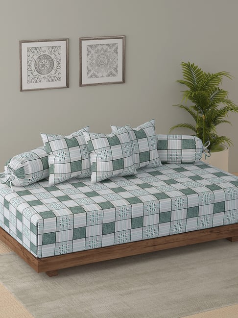 Swayam Ananda Blue Pure Cotton Geometric Diwan Set