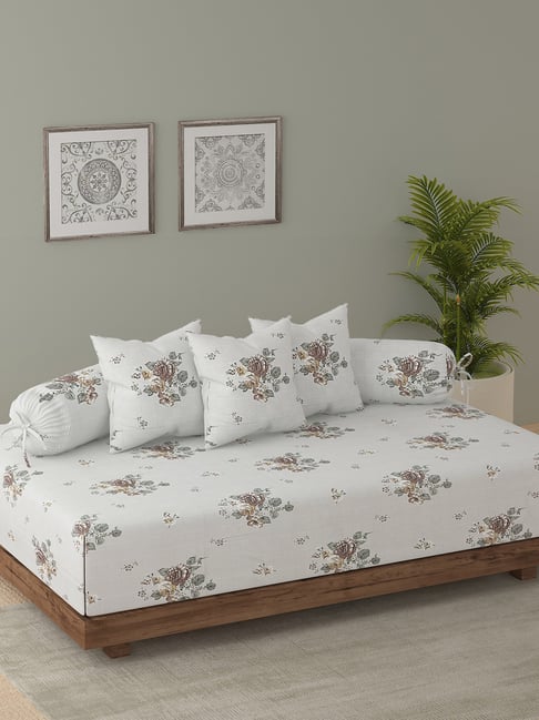 Swayam Ananda Beige Pure Cotton Floral Diwan Set