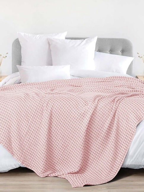 Urban Space Blush Pink Cotton Double Bed Blanket