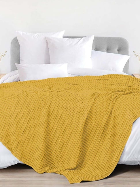 Urban Space Mustard Cotton 150 GSM Double Bed Blanket