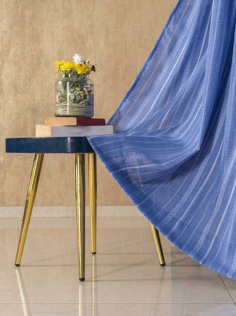Urban Space Vertical Weaves Blue Polyester Sheer Long Door Curtains - Set of 2-picture-27