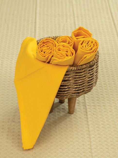 Urban Space Yellow Cotton 250 TC Table Napkins - Set of 6