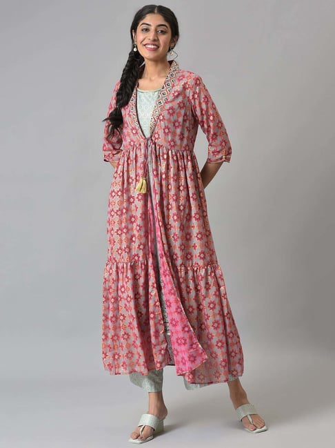 Aurelia Pink Printed Kurta and Palazzo Set