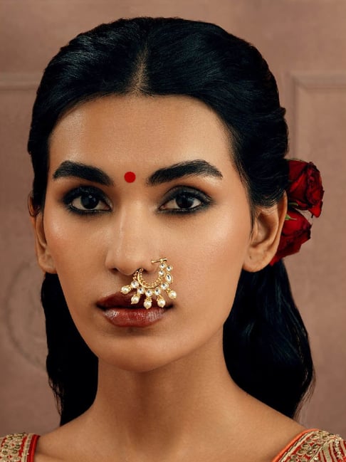 Curio Cottage Pearl & Kundan Drupe Nath