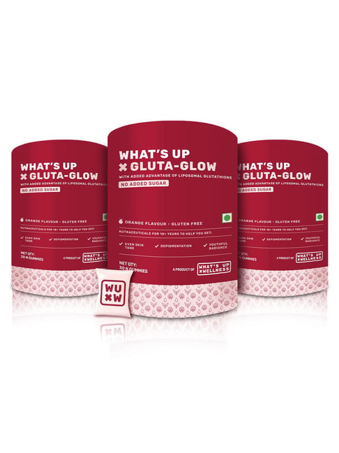 Buy What'S Up Wellness Gluta-Glow Gummies For Radiant Skin Tone-90 Pcs At  Best Price @ Tata Cliq