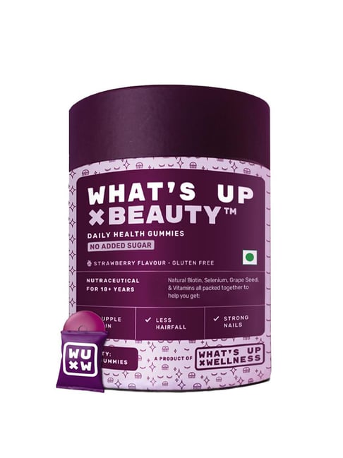 What's Up Wellness Natural Biotin Gummies for Hair Growth,Bright Skin,Strong Nails-30 Pcs