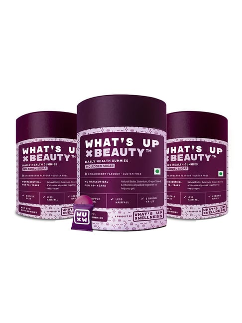 What's Up Wellness Natural Biotin Gummies for Hair Growth,Bright Skin,Strong Nails-90 Pcs