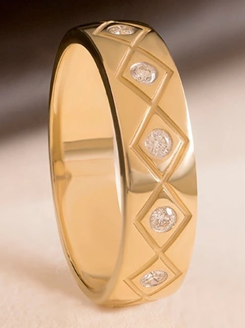 Mia by Tanishq Gridded Glitz Gold & Diamond Finger Ring-picture-20