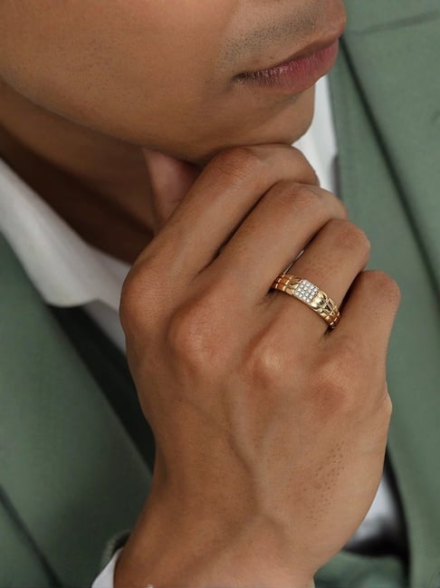 Mia by Tanishq Gridlock Drip Gold Diamond Finger Ring