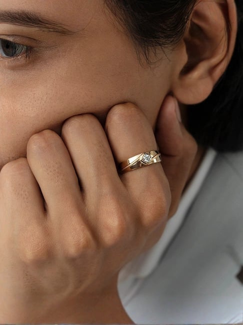 Buy Mia by Tanishq Twisted Vibe Gold Diamond Finger Ring Online