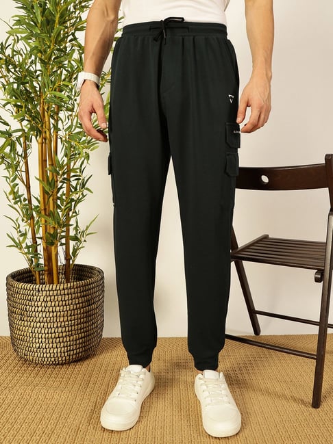 Thomas Scott Green Polyster Solid Relaxed Fit Casual Trackpants-picture-47