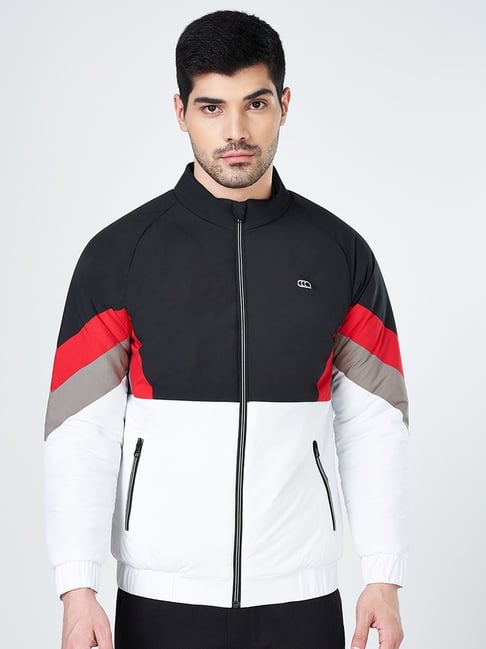 Ajile By Pantaloons White & Black Regular Fit Colour Block Jacket-picture-11