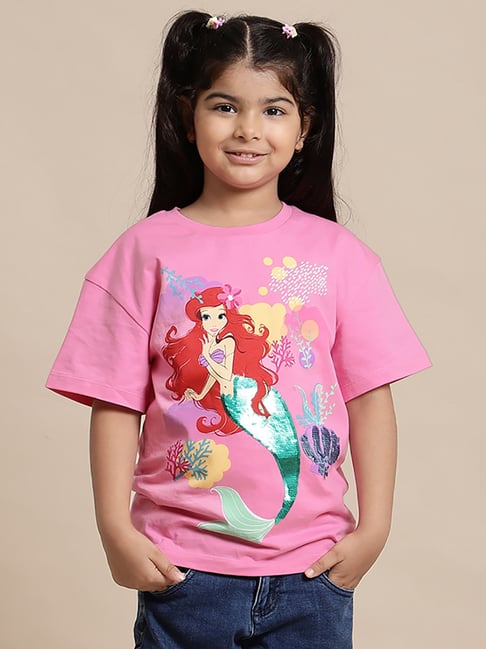 Kidsville Girls Pink Cotton Printed T-Shirt-picture-35