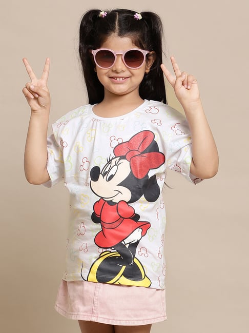 Kidsville Girls White Cotton Printed T-Shirt-picture-30