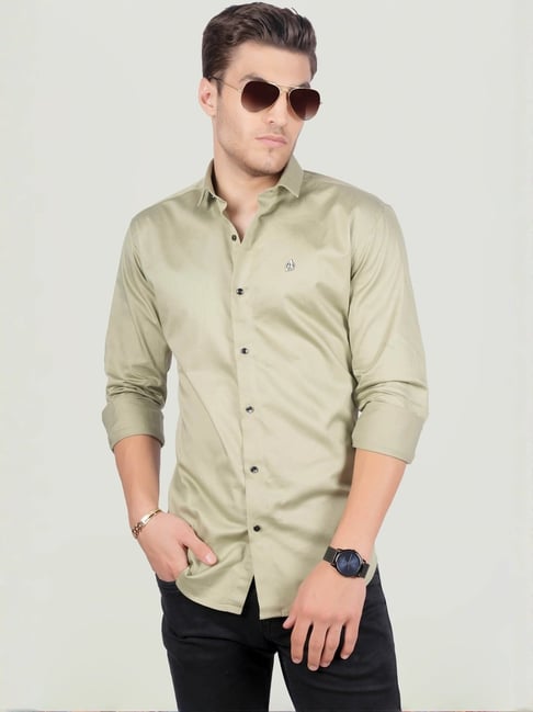 Almaty Green Cotton Slim Fit Shirt-picture-28