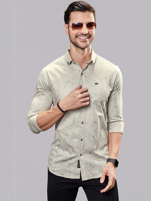 Almaty Grey Cotton Slim Fit Printed Shirt-picture-19