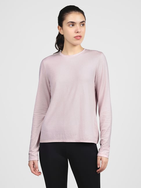 Skechers Purple Viscose Regular Fit Stripes Long Sleeve Tops