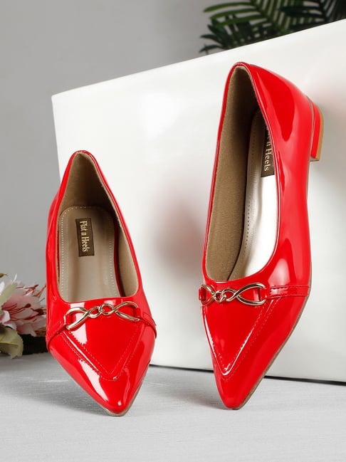 Flat N Heels Women's Red Falt Ballets