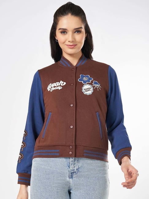 People by Pantaloons Brown & Blue Cotton Sweatshirt-picture-47