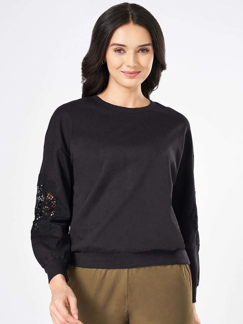 Honey by Pantaloons Black Cotton Plain Sweatshirt-picture-46