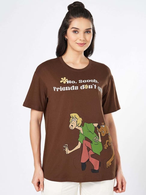 Honey by Pantaloons Brown Cotton Printed Top