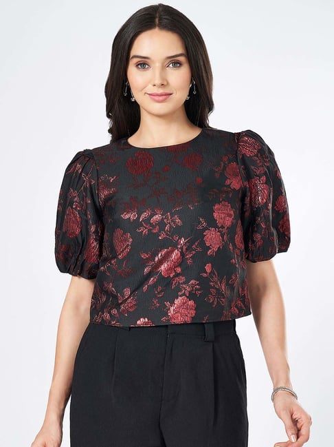 Honey by Pantaloons Green & Red Printed Top