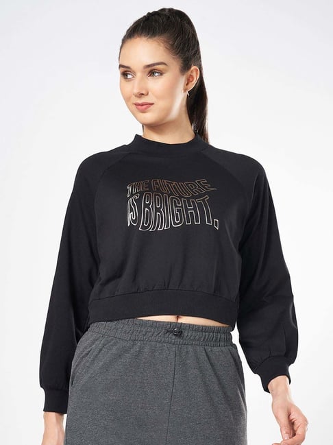 Ajile by Pantaloons Black Cotton Printed Crop Top-picture-206