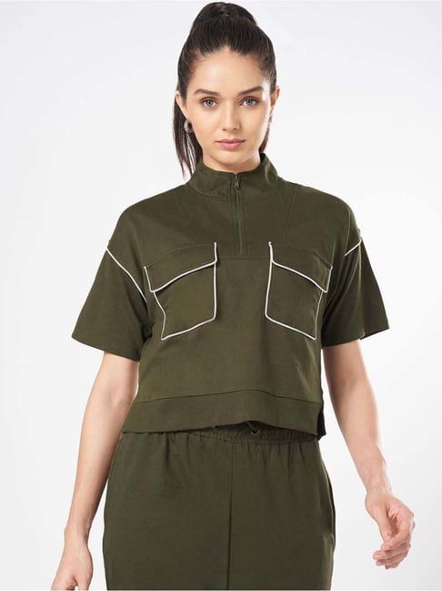 Ajile by Pantaloons Green Cotton Plain Top-picture-47