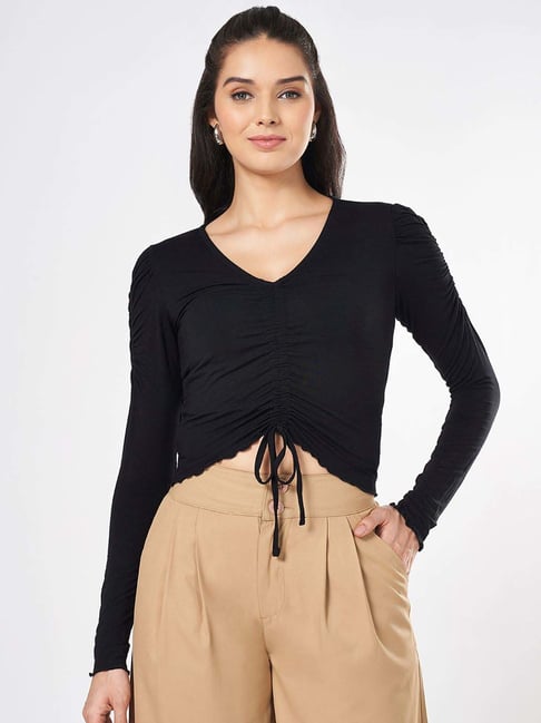 People by Pantaloons Black Plain Top