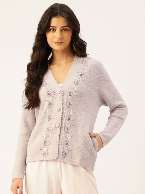 Apsley Purple Embroidered Cardigan-picture-17