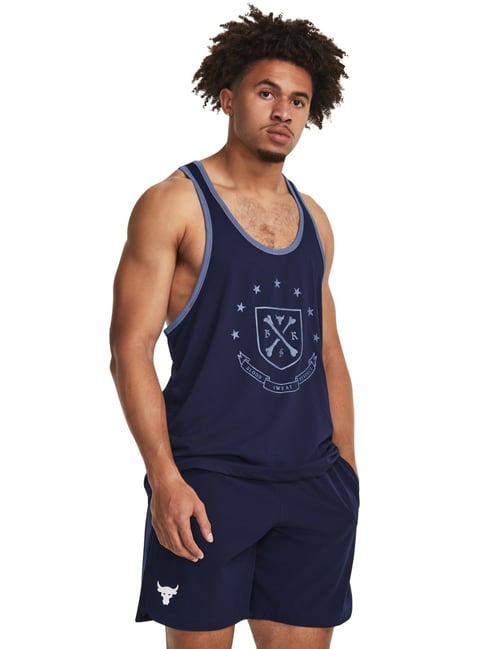 Under Armour Blue Regular Fit Printed Tank Tee-picture-33