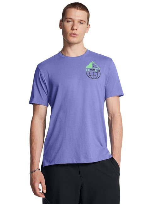 Under Armour Purple Cotton Slim Fit Printed Sports T-Shirt-picture-36