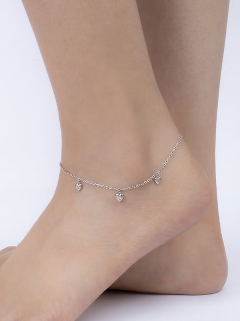 Ornate Jewels 925 Silver Triple Hearts Anklet-picture-47
