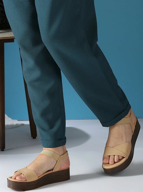 Inc.5 Women's Beige Ankle Strap Wedges-picture-14