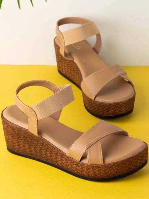 Inc.5 Women's Beige Ankle Strap Wedges-picture-39