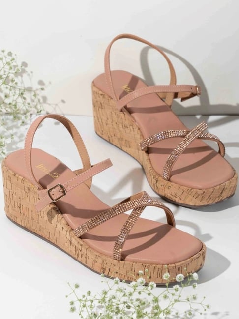 Inc.5 Women's Peach Cross Strap Wedges-picture-36