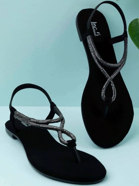 Inc.5 Women's Black T-Strap Sandals-picture-20