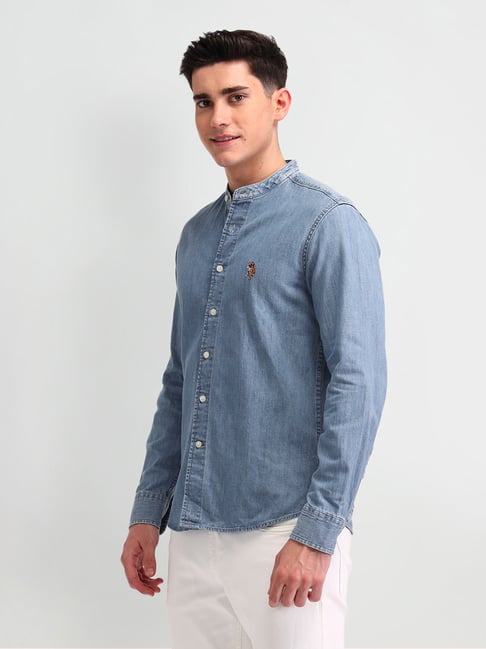 Buy Polo Denim Blue Cotton Regular FitShirt for