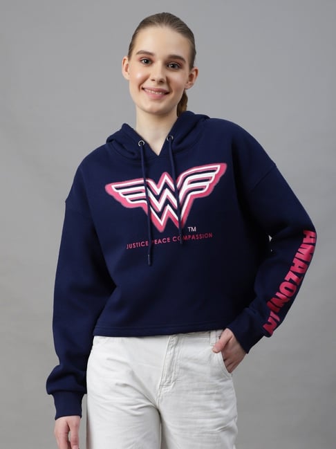 Free Authority Blue Printed Oversized Hoodie-picture-27