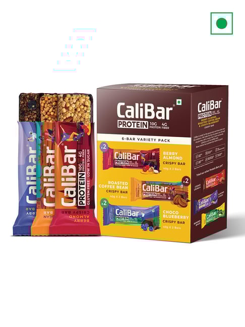 Calibar 10g Protein Bar - Roasted Coffee Bean, Choco Blueberry & Berry Almond - Pack of 6