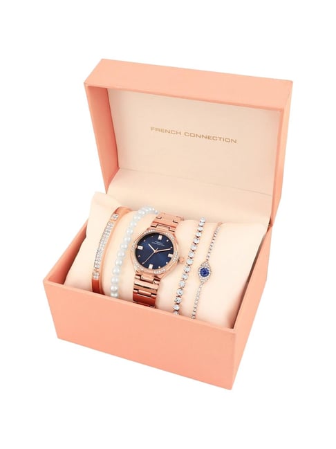 French Connection FCB6URGM Analog Watch for Women with 4 Bracelets