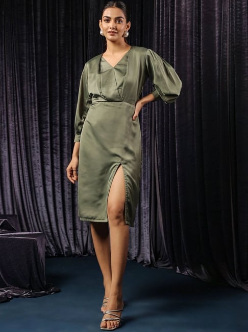 BInfinite Olive Slit Dress-picture-27