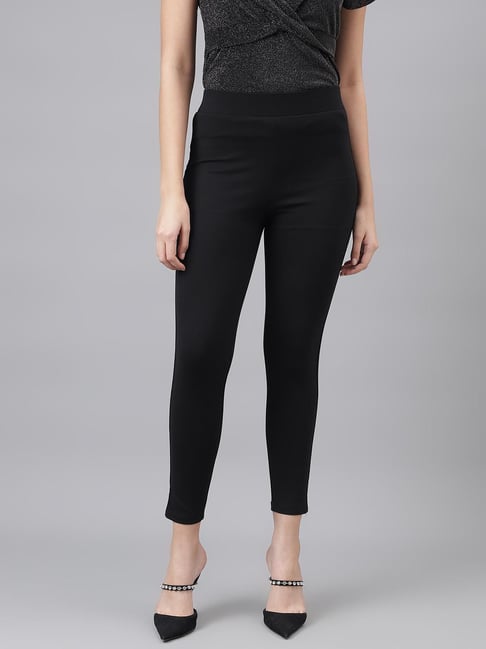Latin Quarters Black Nylon Regular fit Solid Leggings-picture-16
