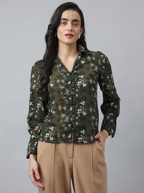 Latin Quarters Green Polyester Regular fit Printed Top