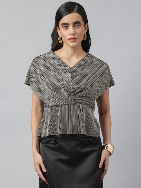 Latin Quarters Black Nylon Regular fit Stripes Top-picture-44