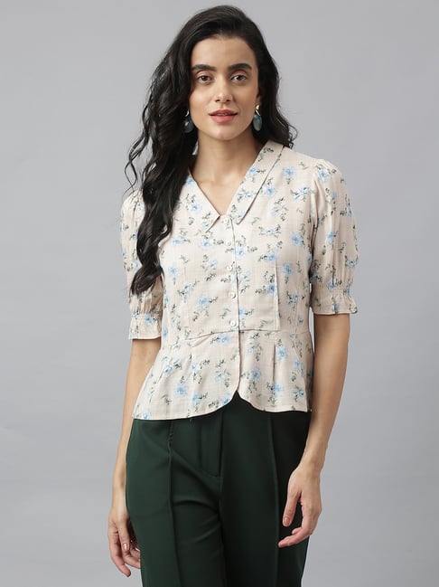 Latin Quarters White Rayon/Viscose Regular fit Printed Top