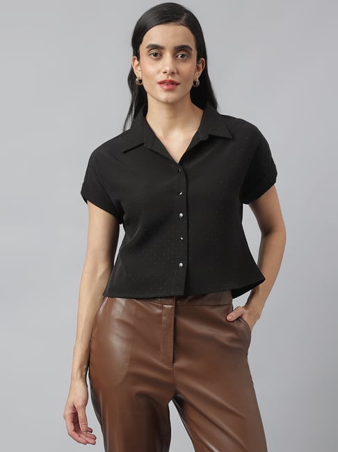 Latin Quarters Black Polyester Regular fit Solid Top-picture-43