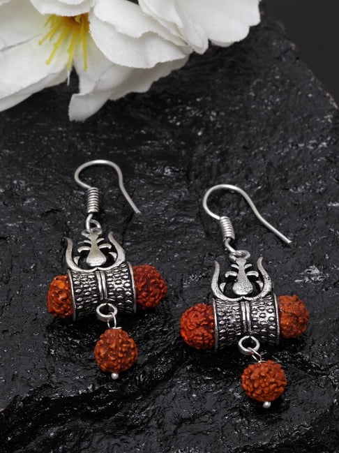 Panash Silver Plated & Brown Oxidized Classic Drop Earrings-picture-11