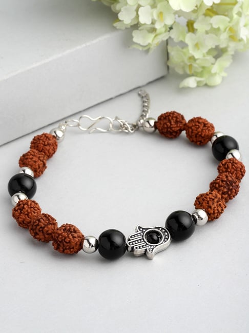 Panash Silver Plated Oxidized Charm Bracelet